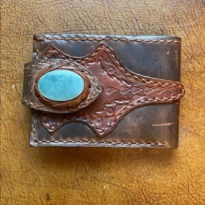 Handmade Genuine Leather Wallet with Crystal